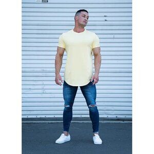 YoungLA Mens Distressed Slim Fit Denim Jeans Ripped Knees Ankle Zip Size 36x32